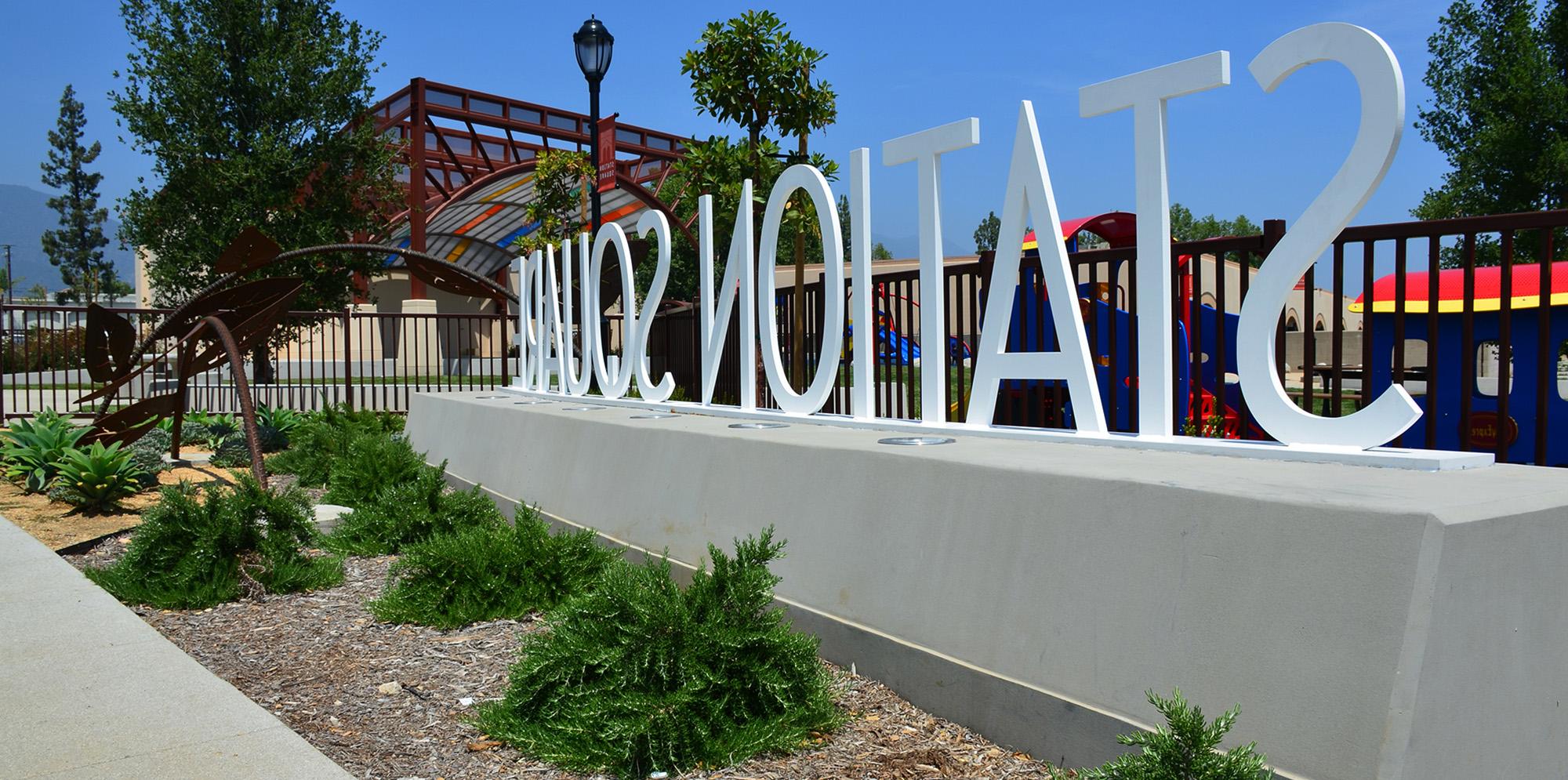 Monrovia Station Square sign